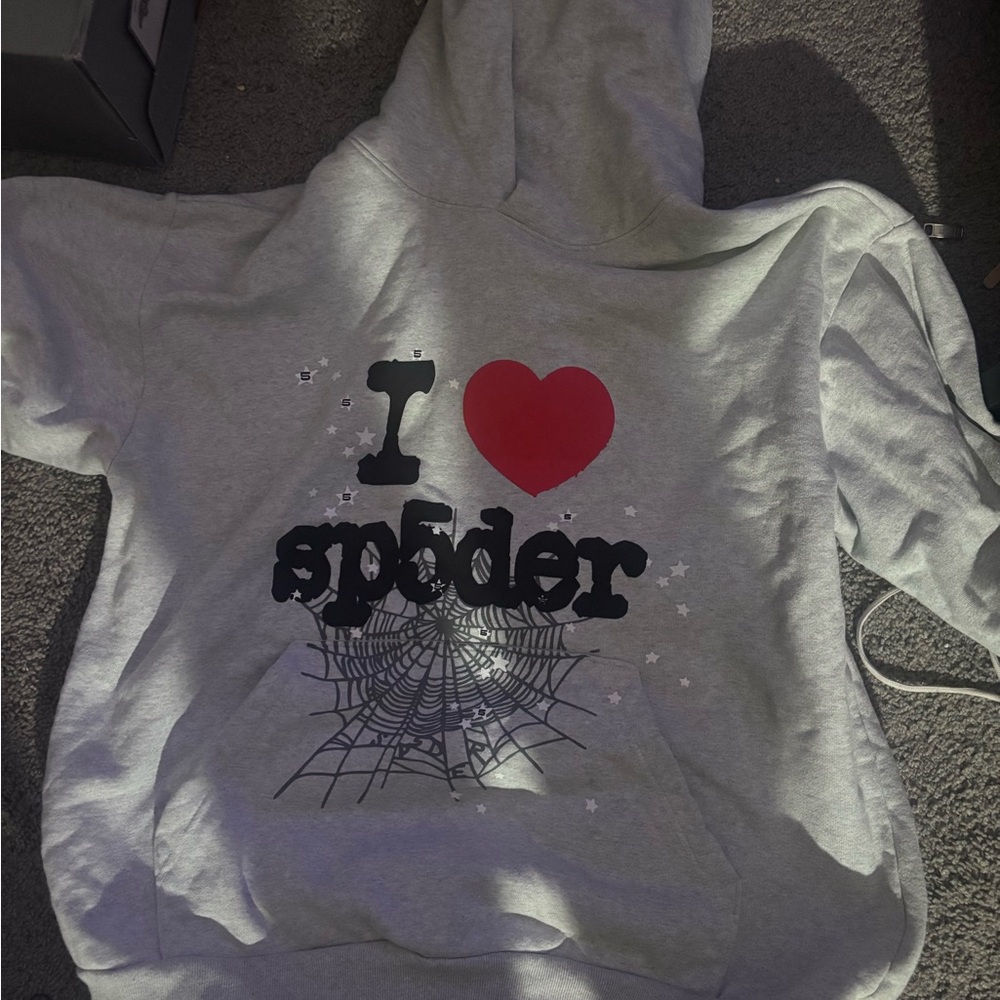 Heather grey sp5der hoodie size L
